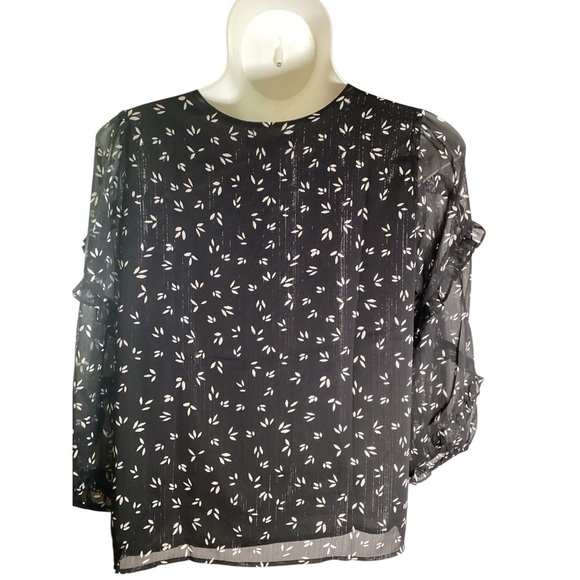 Sugarlips, Black and White Boxy Blouse with Mandarin Collar, Size 3X - Picture 6 of 9